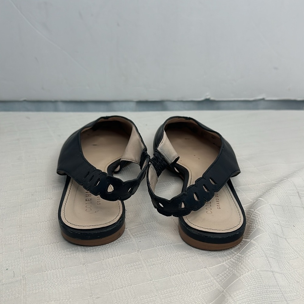 Cole Haan Merrit Leather Slingback Pointed Toe Flats in Black - Picture 3 of 9